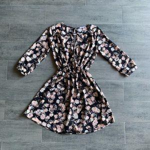Lush floral faux wrap dress